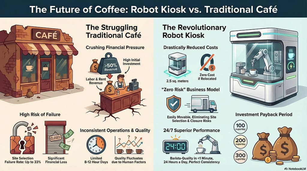 Robot coffee shop vs traditional coffee shop